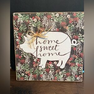 New handmade 12x12 canvas home Sweet Home Pig wall art.